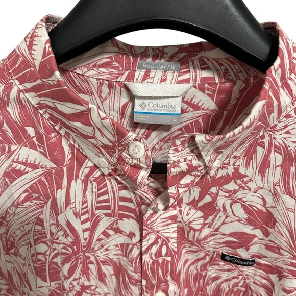 Columbia Sportswear Shirt Men’s Large Red Floral Pattern Short Sleeve - Picture 3 of 6